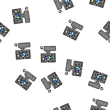 3d modeling vector seamless pattern 스톡 일러스트