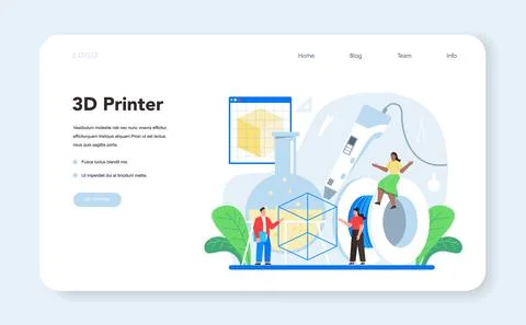 3D modeling web banner or landing page. Digital drawing Stock Illustration