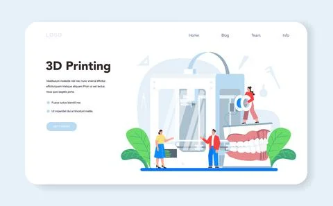 3D modeling web banner or landing page. Digital drawing Illustrazione stock