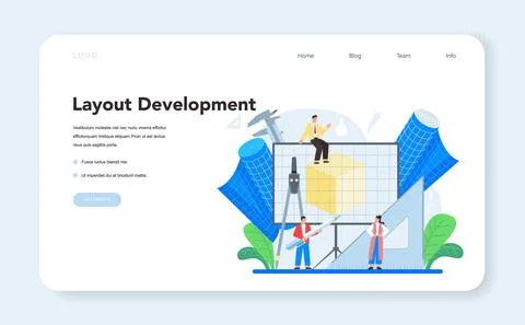 3D modeling web banner or landing page. Digital drawing Illustrazione stock