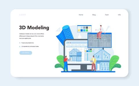 3D modeling web banner or landing page. Digital drawing Stock Illustration