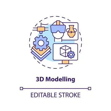 3D modelling concept icon Illustrazione stock