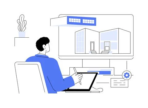 3D modelling software abstract concept vector illustration. Stock Illustration