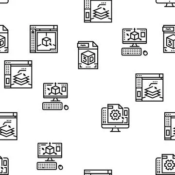 3d Modelling Software And Device Vector Seamless Pattern 스톡 일러스트