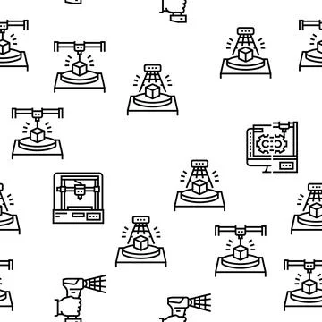 3d Modelling Software And Device Vector Seamless Pattern Stock Illustration