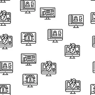 3d Modelling Software And Device Vector Seamless Pattern Illustrazione stock