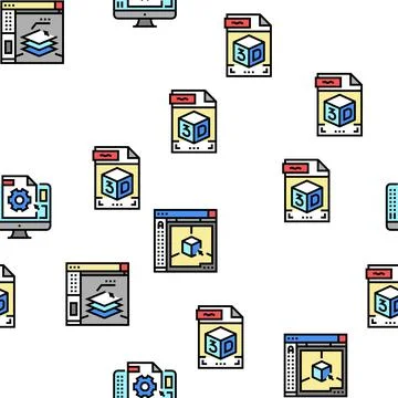 3d Modelling Software And Device Vector Seamless Pattern 스톡 일러스트