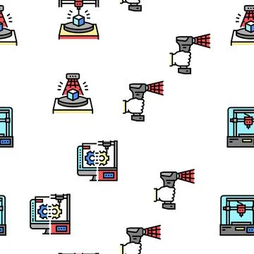 3d Modelling Software And Device Vector Seamless Pattern Stock Illustration