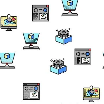 3d Modelling Software And Device Vector Seamless Pattern Illustrazione stock