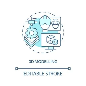 3D modelling turquoise concept icon Illustrazione stock