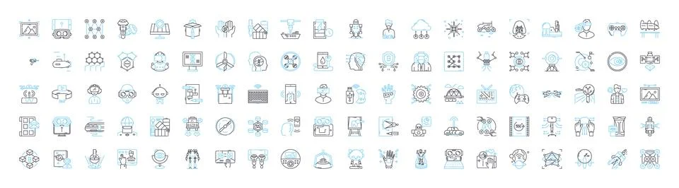 3d modelling vector line icons set. 3D, Modelling, Modeling, CAD, Design Stock Illustration
