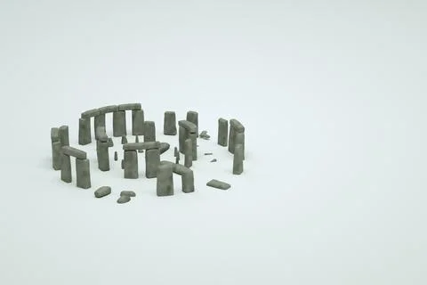 3d models of ancient ruined stone ruins on a white isolated background. 3d image Ilustración de archivo