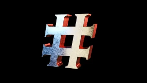 3D models of capital letters with alpha channel. hashtag. Transparent background Stock-Footage 124495638