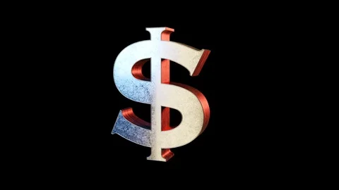 3D models of capital letters with alpha channel. Dollar sign. Transparent Stock Footage 124495656