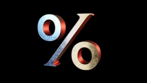 3D models of capital letters with alpha channel. Percent sign. Transparent Stock Footage 124496012