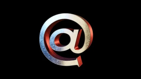 3D models of capital letters with alpha channel. @ Sign. Transparent background Stock Footage 124496018