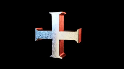 3D models of capital letters with alpha channel. Plus sign. Transparent Video stock 124496105