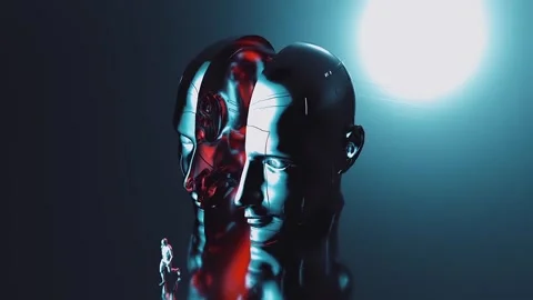 3D models, a person comes out of a futuristic head Stock Footage 292229852