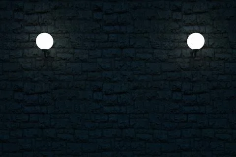 3D models of white round wall lamps. Round wall-mounted illuminated lamps on a Stock Illustration