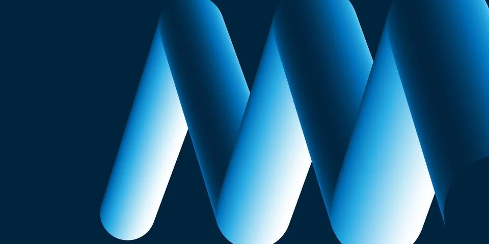3D Modern abstract background featuring a lit tubular zigzag shape colored .. Stock Illustration