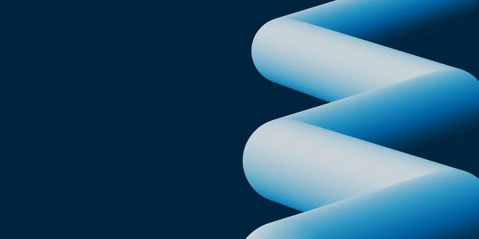 3D Modern abstract background featuring a lit tubular zigzag shape colored .. Illustrazione stock