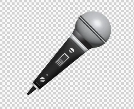 3D Modern black microphone with silver grille and digital display for audio.. Stock Illustration