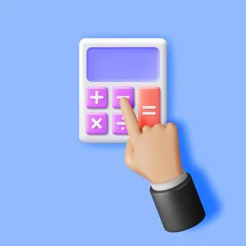 3D Modern Calculator and Hand Stock Illustration