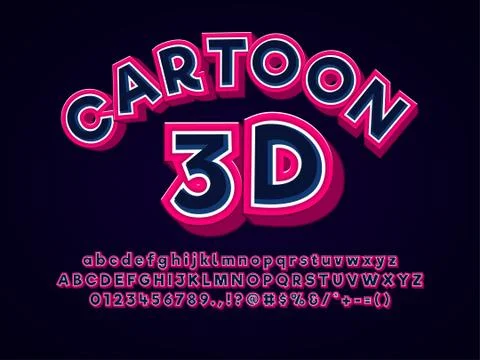 3d modern cartoon text effect with dark background 스톡 일러스트