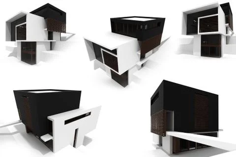 3d modern house, isolated on white Stock Illustration