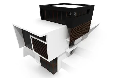 3d modern house, isolated on white Stock Illustration