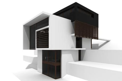 3d modern house, isolated on white Stock Illustration