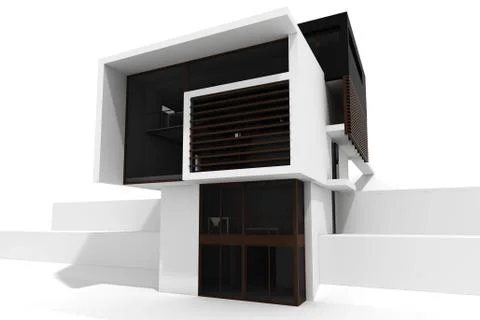 3d modern house, isolated on white Illustrazione stock