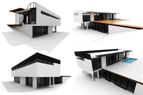 3d modern house, isolated on white Stock Illustration
