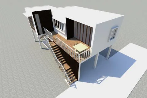3d modern house rendered Stock Illustration