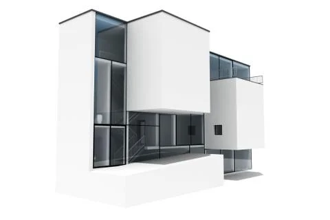 3d modern house, on white background Stock Illustration