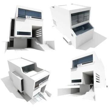 3d modern house, on white background Stock Illustration