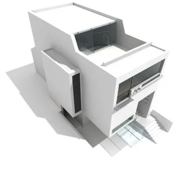 3d modern house, on white background Stock Illustration