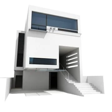 3d modern house, on white background Stock-Illustration