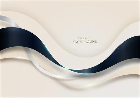3D modern luxury template design blue wave ribbon stripes and lighting curved Stock Illustration