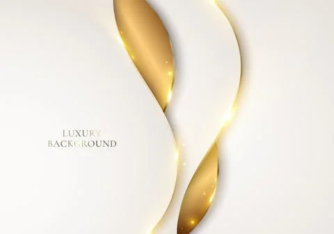3D modern luxury template design white, light brown curved shapes and golden Stock Illustration