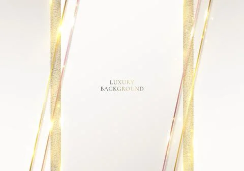 3D modern luxury template design white stripes and golden glitter line light Stock Illustration