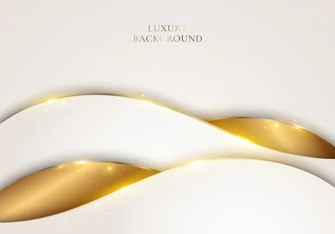 3D modern luxury template design white, light brown curved shapes and golden Stock Illustration