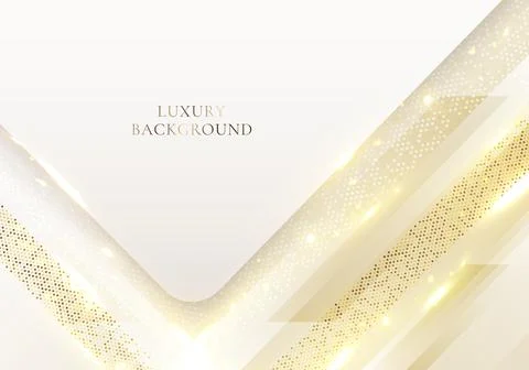 3D modern luxury template design white triangles stripes and golden glitter l Stock Illustration