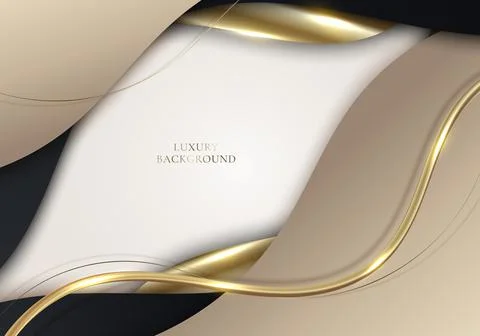 3D modern luxury template design white, black, light brown curved shapes Stock Illustration