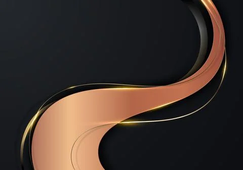 3D modern luxury template design copper metallic curved wave shapes and golde Stock Illustration