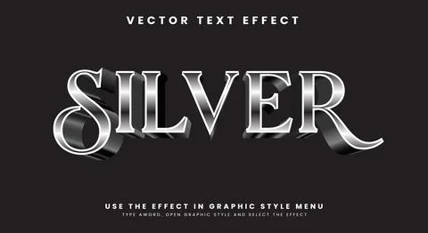 3D Modern metallic Silver editable text style Stock Illustration