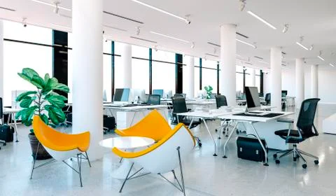 3d modern office interior render Stock Illustration