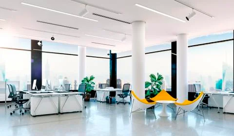 3d modern office interior render Stock Illustration