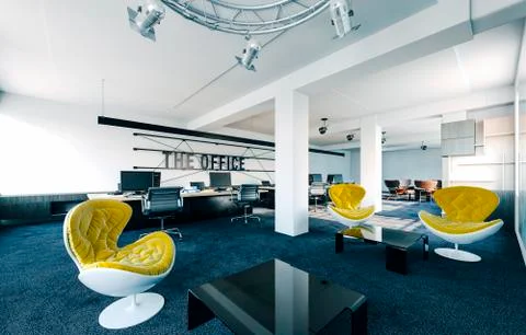 3d modern office interior render Stock Illustration