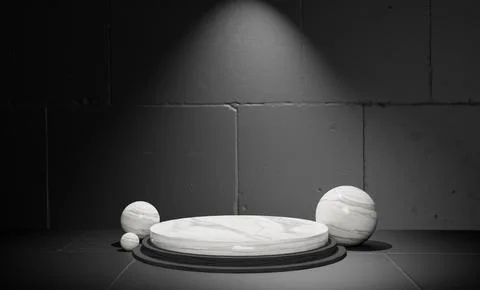 3d modern podium with dark wall realistic texture background 스톡 일러스트